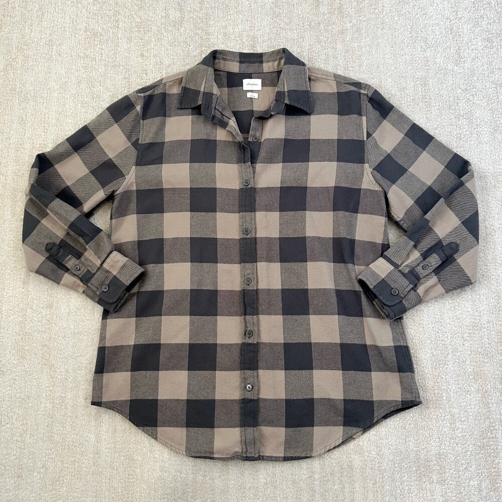 Aritzia Wilfred Free Sail Long Sleeve Button Up Flannel Shirt Top S